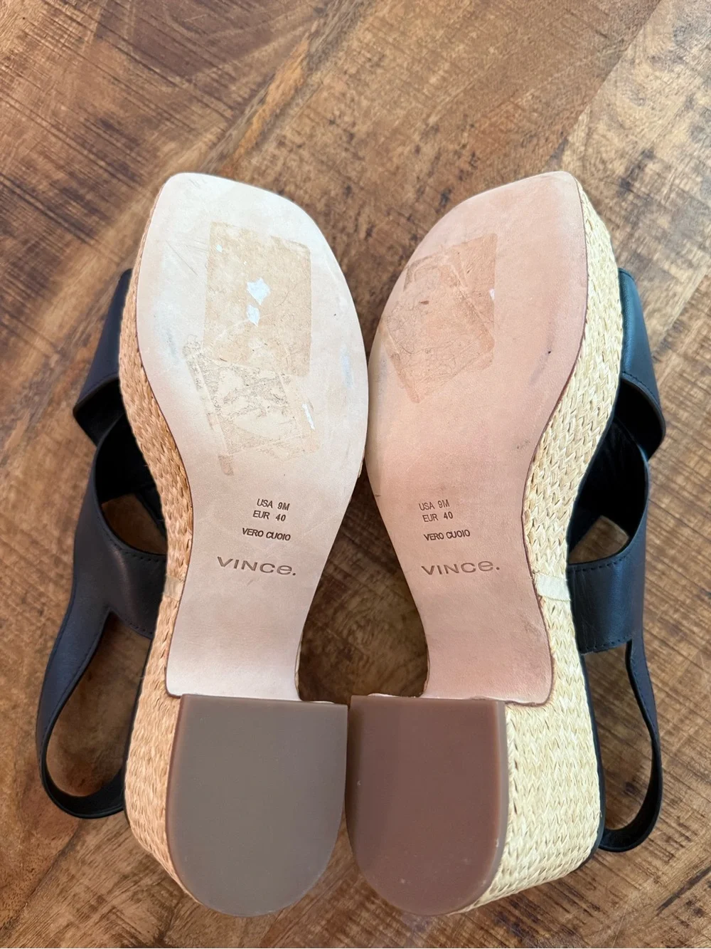 NEW Vince Clementine Black Leather Platform Sandals, Size 9